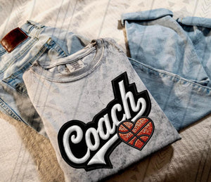 Basketball Coach Faux Embroidered Tee