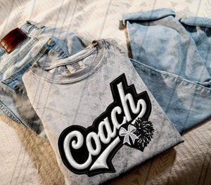 Cheer Coach Faux Embroidered Tee