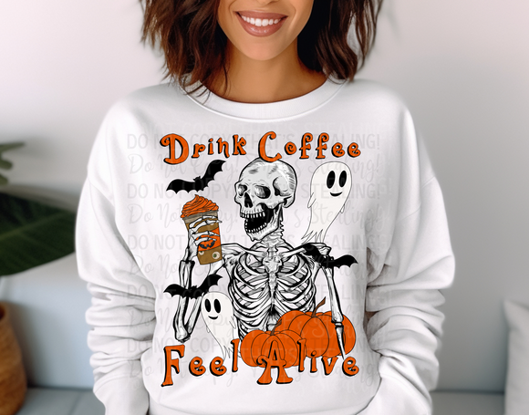 Drink Coffee Feel Alive (Orange) Tee