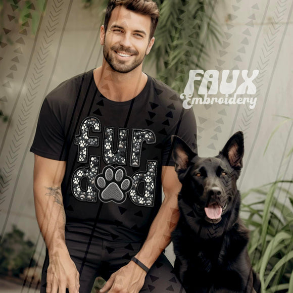 Fur Dad  Faux Embroidered Tee