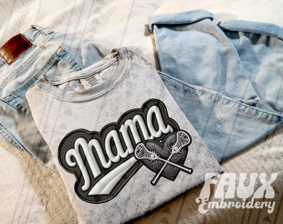 Lacross Mama Faux Embroidered Tee