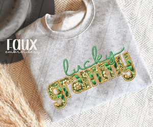 Lucky Grammy Faux Embroidered Tee