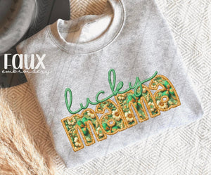Lucky Mama Faux Embroidered Tee