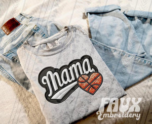 Basketball Mama  Faux Embroidered Tee