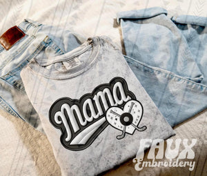 Hockey Mama  Faux Embroidered Tee