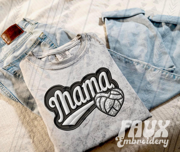 Volleyball Mama  Faux Embroidered Tee