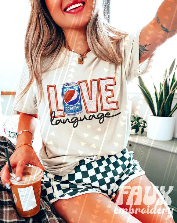 Pep. Love Language  Faux Embroidered Tee