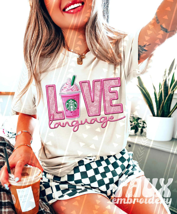 SB Pink Love Language  Faux Embroidered Tee