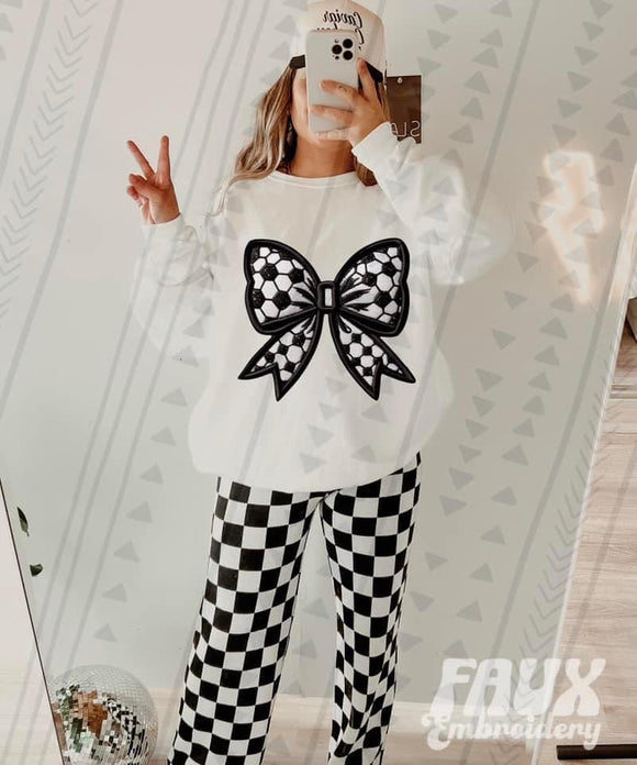 Soccer Bow Faux Embroidered Tee