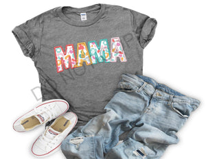 Mama Faux Embroidered Tee