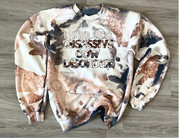 OCD - Obsessive Cow Disorder Cowhide Bleached Tee